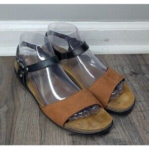 Naot Sabrina Strappy Sandal Women’s Size 39 (US 8) Black Tan Leather Cork